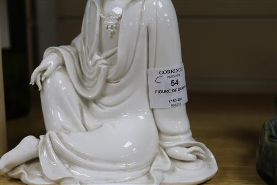 A Chinese blanc de chine seated figure of Guanyin H.21cm